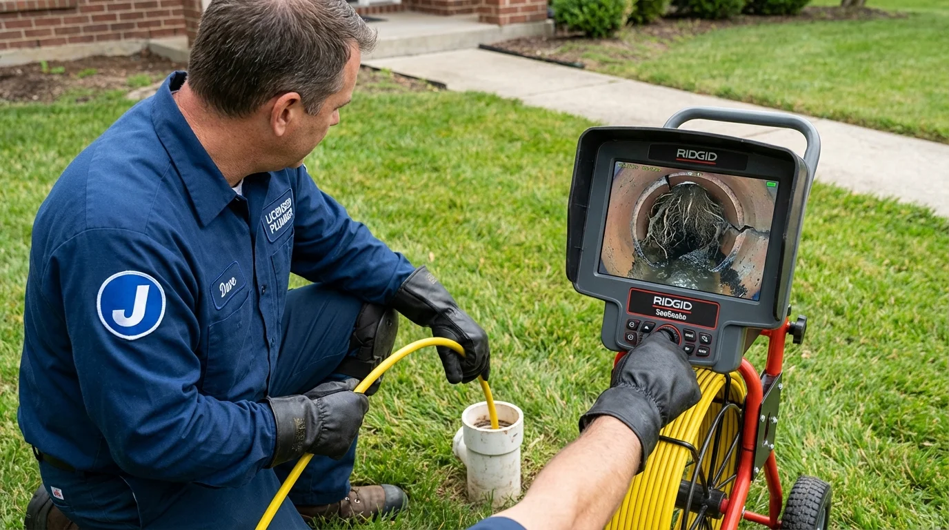 Sewer camera inspection being performed by Johns Plumbing LLC in Sanger