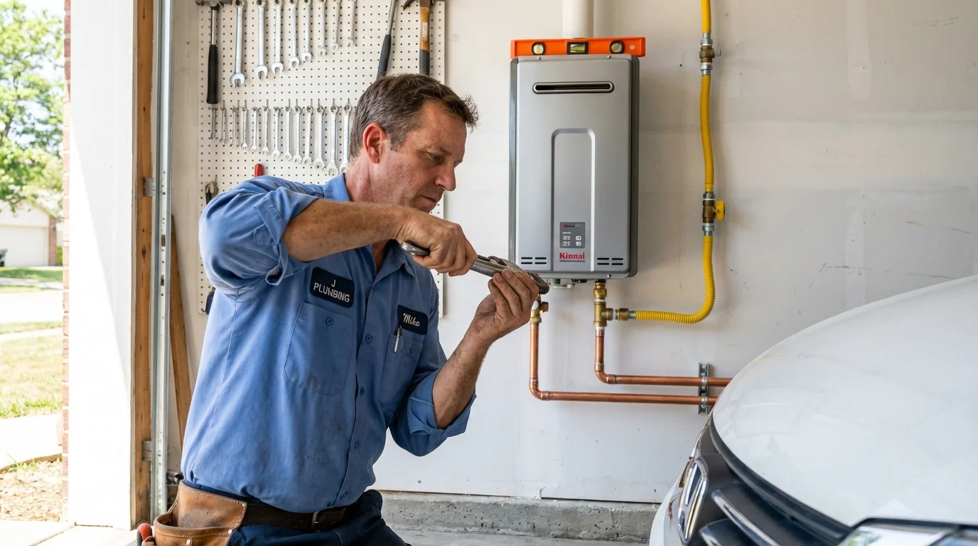 Tankless water heater installation by a Johns Plumbing LLC plumber in Sanger